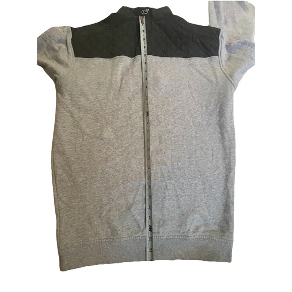 Vineyard Vines Mens L Quilted Shoulder 1/4 Snap Pullover Sweater Gray Sweatshirt - Picture 9 of 10